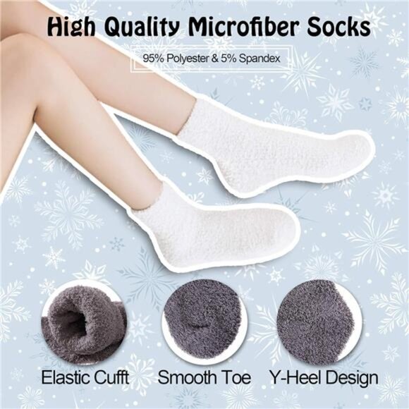 5/6 Pairs Womens Super Soft Fuzzy Plush Warm Winter Home Sleeping Slipper Socks - Picture 3 of 7